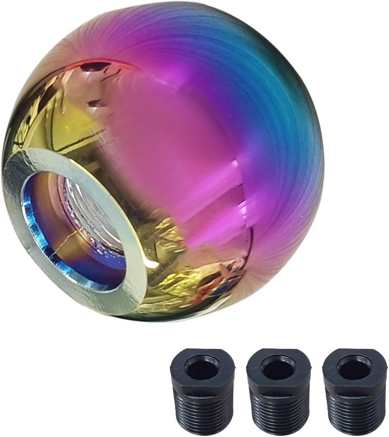 BDZMC Car Round Ball Gear Shift Knob, Aluminum Alloy Gear Shift Stick Head for Most Manual Vehicles with 3 Adapters M8, M10, M12 (Colorful) - Image 1